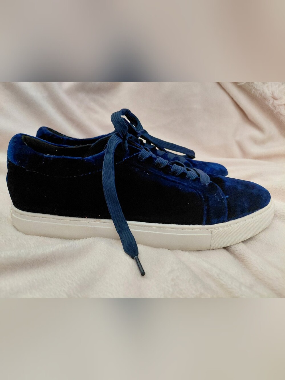 Kenneth Cole Reaction Royal Blue Velvet Lace-Up Sneakers - Picture 3 of 6